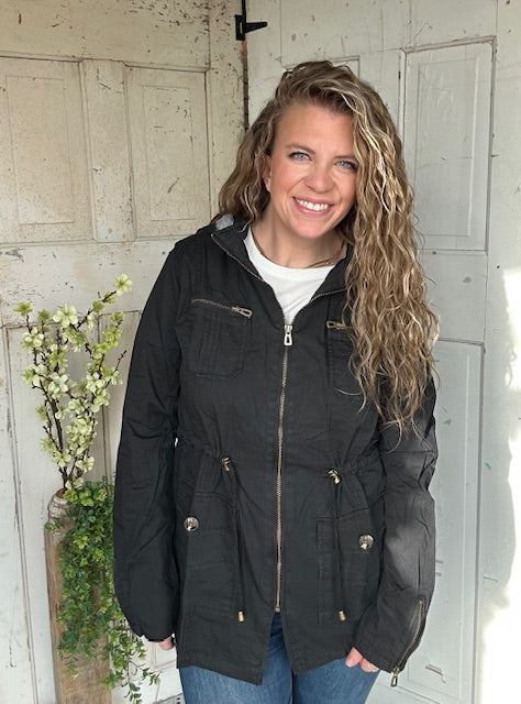 Sweet Stitches Cargo Jacket Black