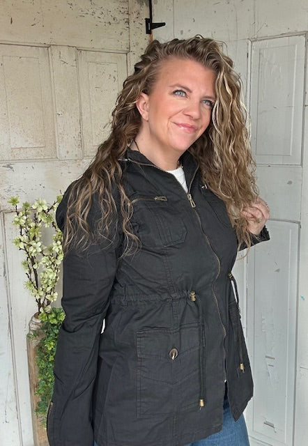 Sweet Stitches Cargo Jacket Black