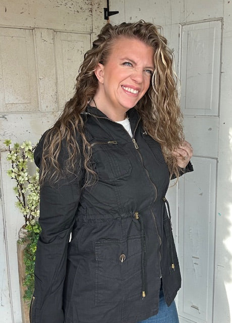 Sweet Stitches Cargo Jacket Black