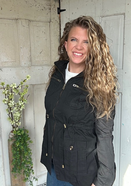 Sweet Stitches Cargo Jacket Black