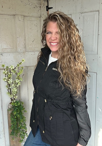 Sweet Stitches Cargo Jacket Black