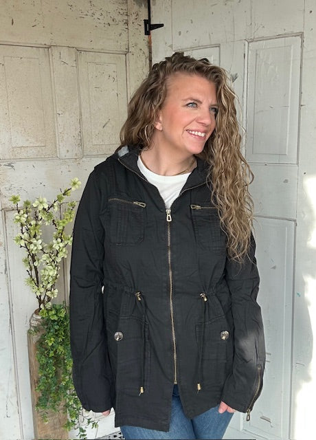 Sweet Stitches Cargo Jacket Black