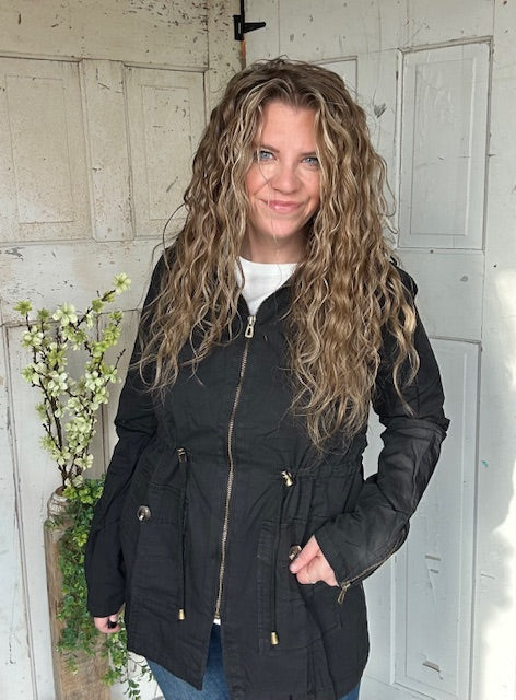 Sweet Stitches Cargo Jacket Black