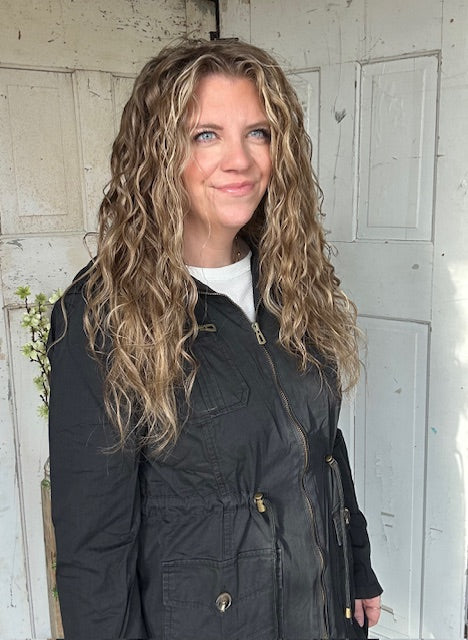 Sweet Stitches Cargo Jacket Black