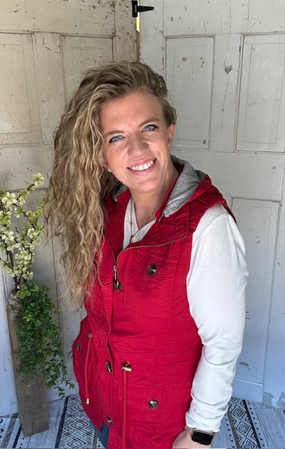 Sweet Stitches Cargo Vest Cranberry