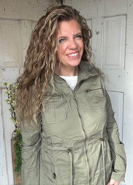 Sweet Stitches Cargo Jacket Olive
