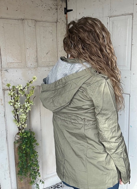 Sweet Stitches Cargo Jacket Olive