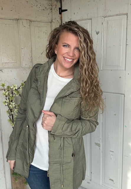 Sweet Stitches Cargo Jacket Olive