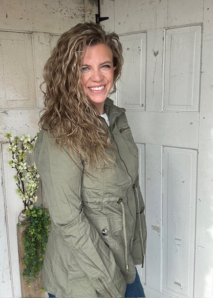 Sweet Stitches Cargo Jacket Olive