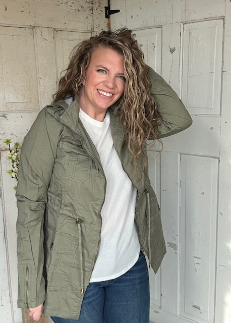 Sweet Stitches Cargo Jacket Olive