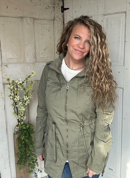 Sweet Stitches Cargo Jacket Olive