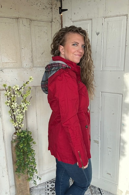 Sweet Stitches Cargo Jacket Cranberry