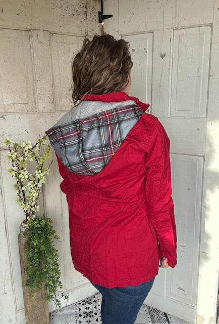 Sweet Stitches Cargo Jacket Cranberry