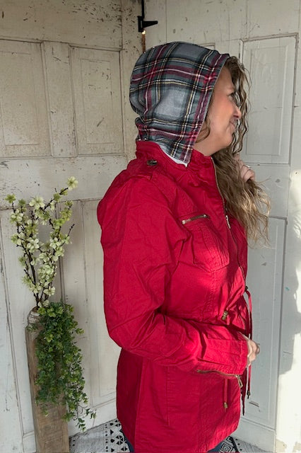 Sweet Stitches Cargo Jacket Cranberry