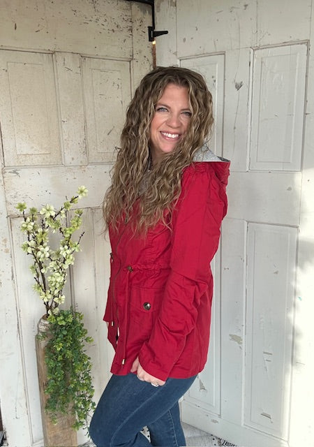 Sweet Stitches Cargo Jacket Cranberry
