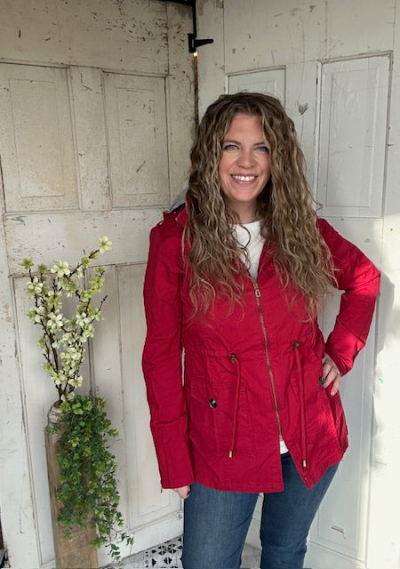 Sweet Stitches Cargo Jacket Cranberry