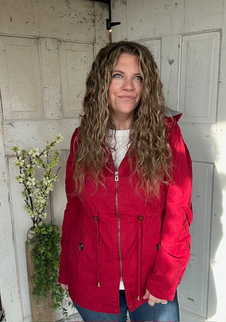 Sweet Stitches Cargo Jacket Cranberry