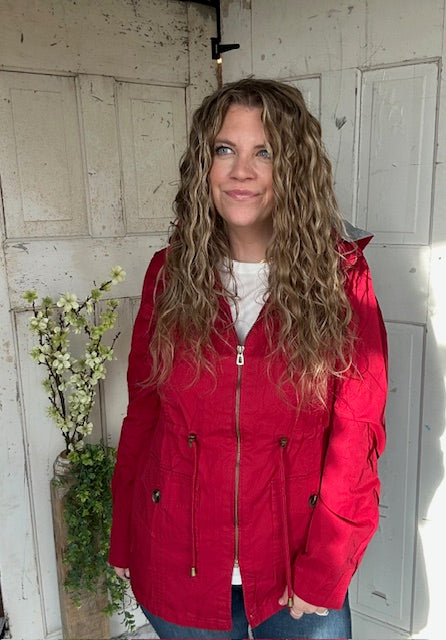 Sweet Stitches Cargo Jacket Cranberry