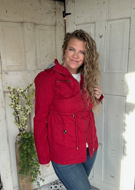 Sweet Stitches Cargo Jacket Cranberry