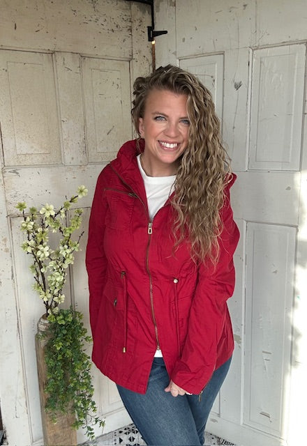 Sweet Stitches Cargo Jacket Cranberry