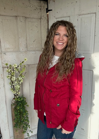 Sweet Stitches Cargo Jacket Cranberry