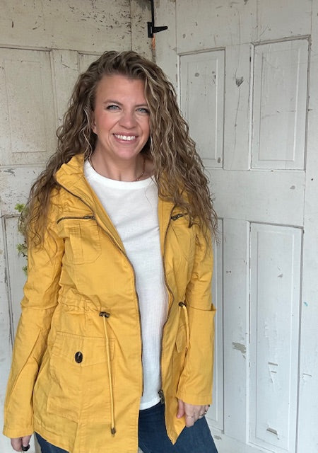 Sweet Stitches Cargo Jacket Mustard